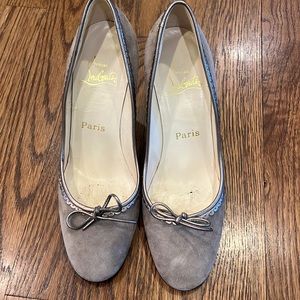 Suede grey Christian Louboutin heels in excellent condition!